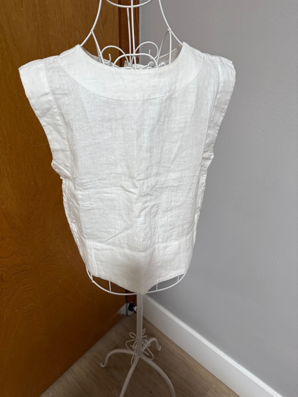 Classic White Linen Sleeveless Top